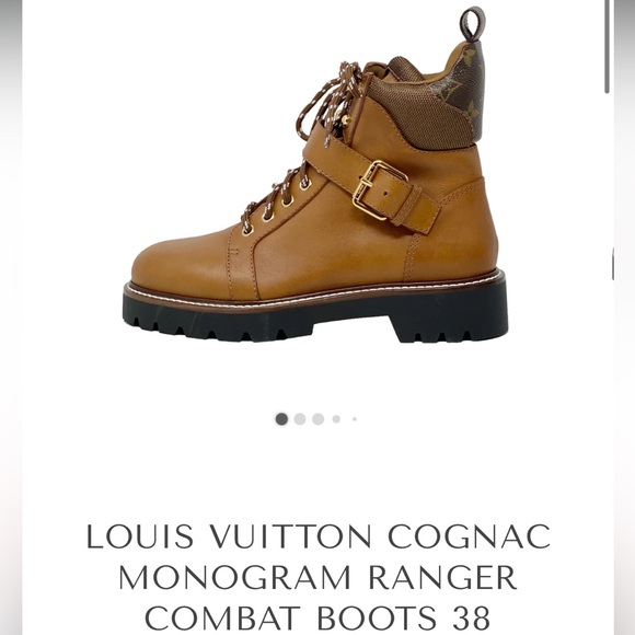 LOUIS VUITTON COGNAC MONOGRAM RANGER COMBAT BOOTS 38W - Picture 9 of 9